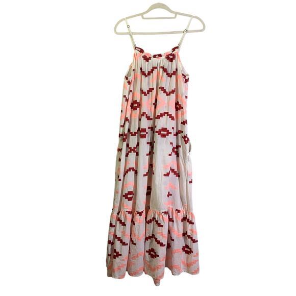 GREEK ARCHAIC KORI Dress Small‎ NWOT Midi Geometric Strap Embroidered Drop Waist - Picture 4 of 15